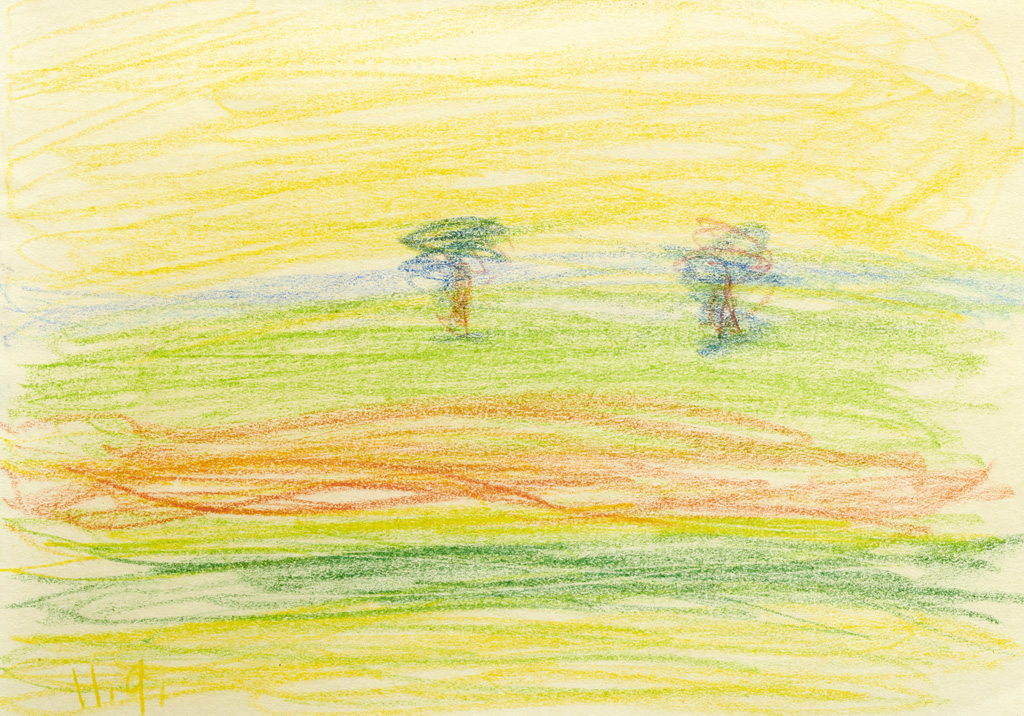 Sigismund Righini: Zwei Bäume, 1926, Farbstift auf Papier, Inv.Nr. SR 499.1. Foto: Reto Pedrini © Stiftung Righini-Fries Zürich Sigismund Righini: Zwei Bäume, 1926, Farbstift auf Papier, Inv.Nr. SR 499.1. Foto: Reto Pedrini © Stiftung Righini-Fries Zürich