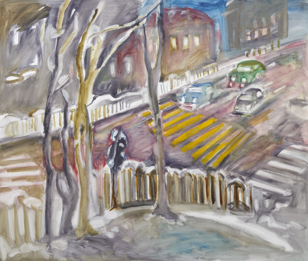 Hanny Fries: Nächtliche Strasse, um 1999, Öl auf Leinwand, Inv.Nr. HF 66. Foto: Reto Pedrini © Stiftung Righini-Fries Zürich Hanny Fries: Nächtliche Strasse, um 1999, Öl auf Leinwand, Inv.Nr. HF 66. Foto: Reto Pedrini © Stiftung Righini-Fries Zürich