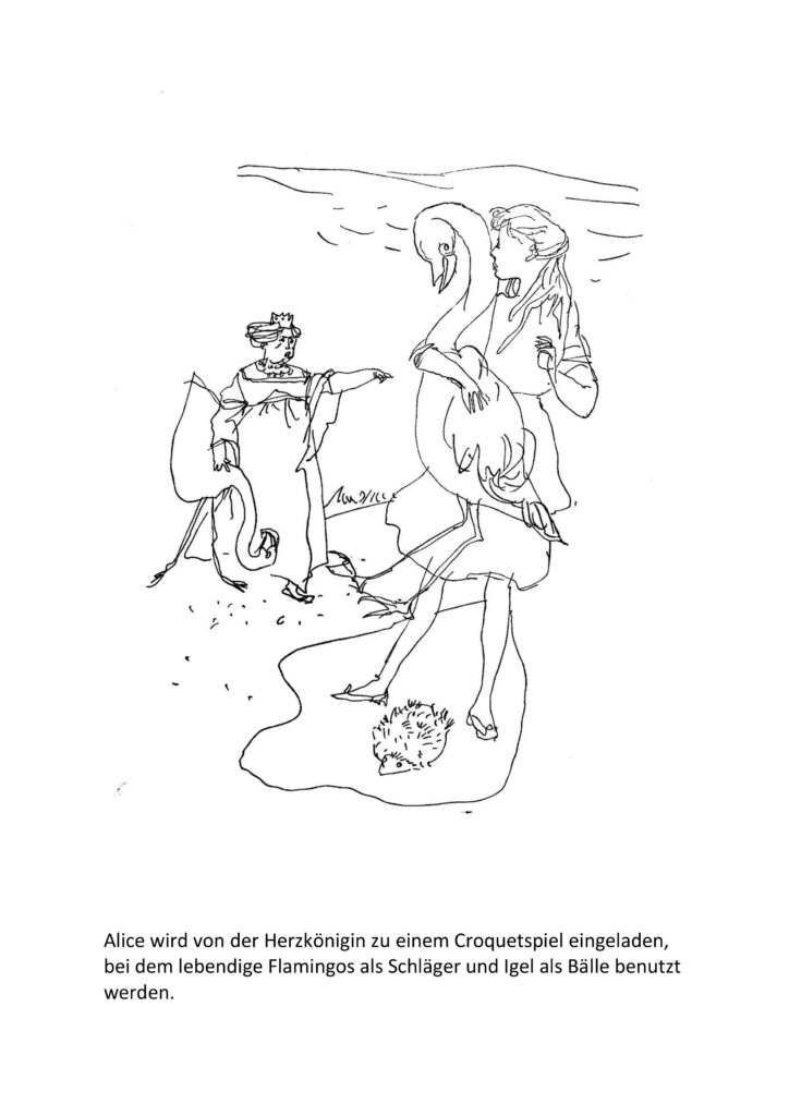 Illustration zu "Alice im Wunderland" von Hanny Fries, Text von Susanna Tschui © Stiftung Righini-Fries Zürich Illustration zu "Alice im Wunderland" von Hanny Fries, Text von Susanna Tschui © Stiftung Righini-Fries Zürich