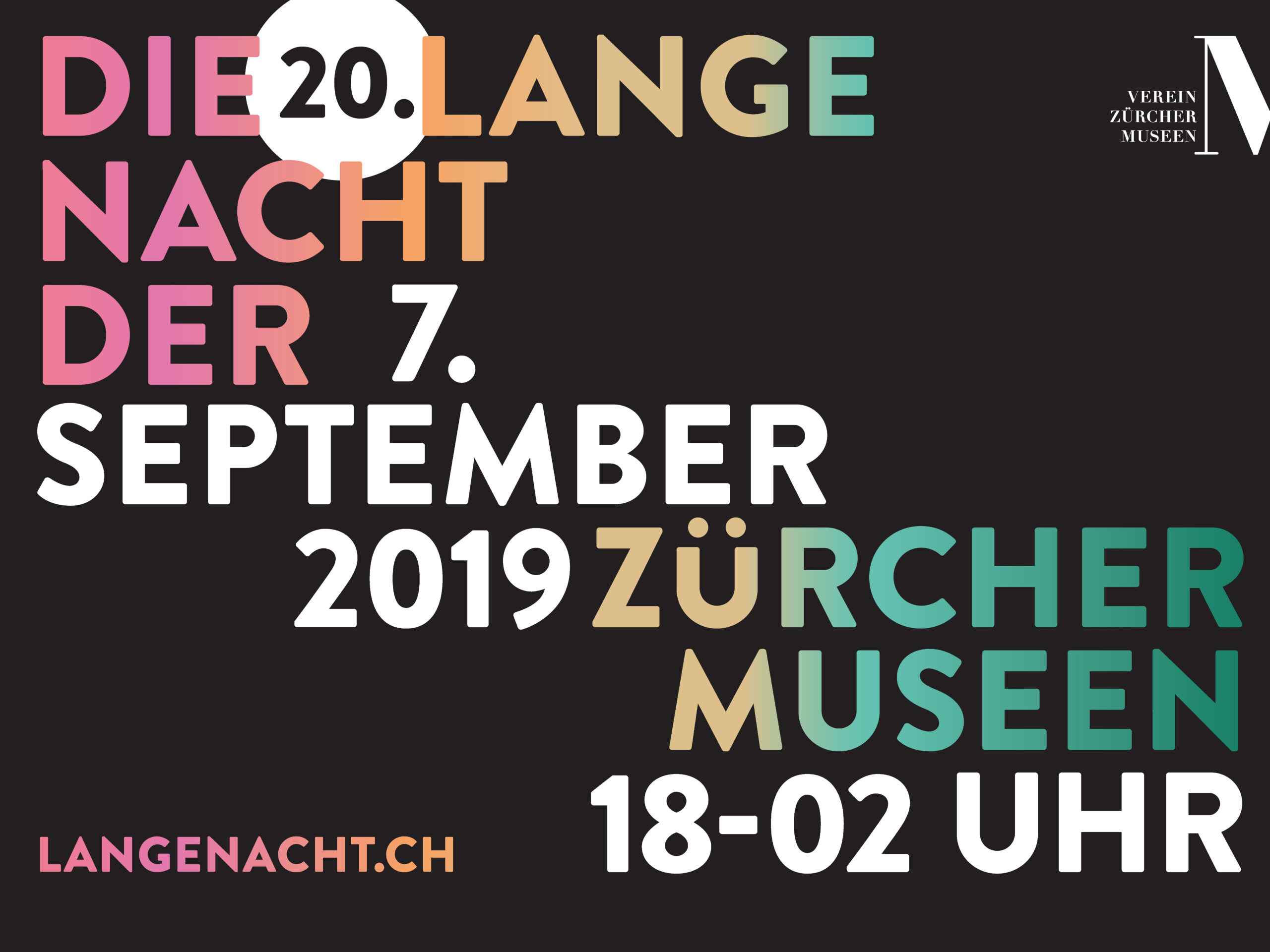 Plakat zur Langen Nacht 2019 © Verein Zürcher Museen