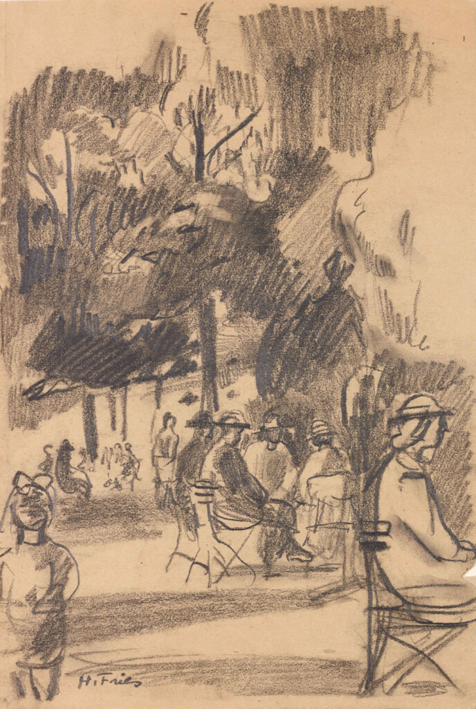 Hanny Fries: Im Park, um 1943, Bleistift auf Papier, Inv.Nr. HF 209. Foto: Reto Pedrini © Stiftung Righini-Fries Zürich