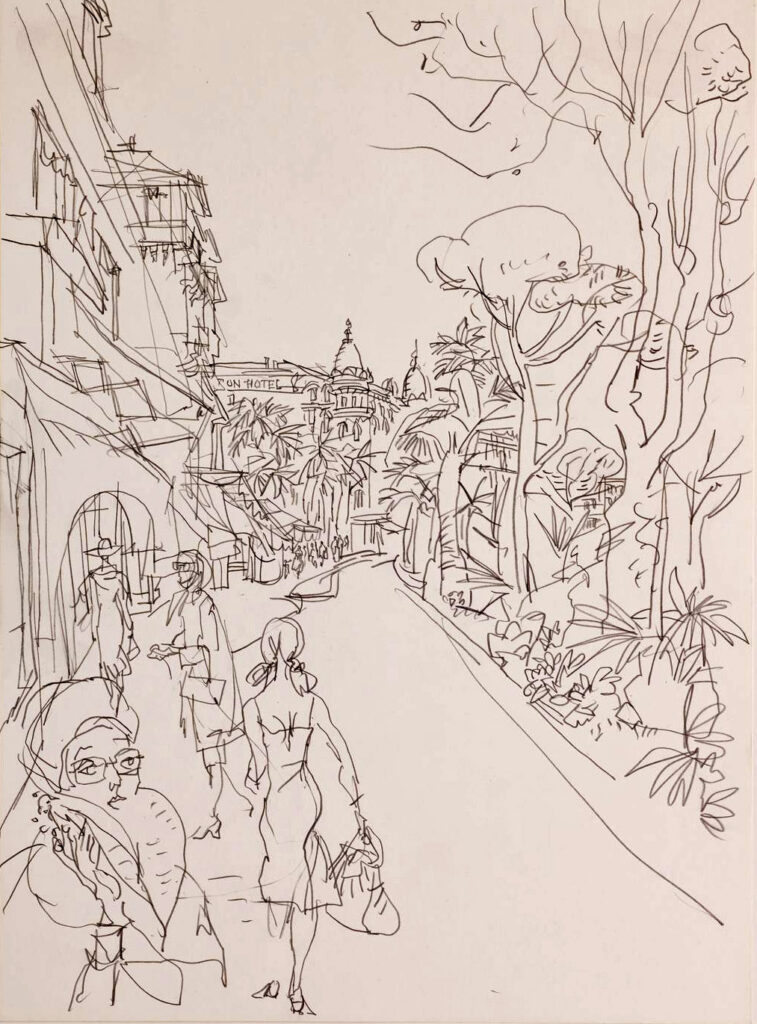 Hanny Fries: La Croisette. Cannes, 1963, Bleistift auf Papier, Inv.Nr. HF 540. Foto: Reto Pedrini © Stiftung Righini-Fries Zürich