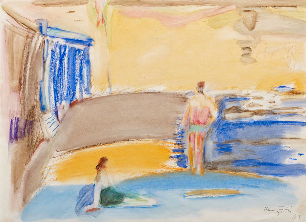 Hanny Fries: Am Strand, 1993, Aquarell und Ölkreide auf Papier, Inv.Nr. HF 766. Foto: Reto Pedrini © Stiftung Righini-Fries Zürich Hanny Fries: Am Strand, 1993, Aquarell und Ölkreide auf Papier, Inv.Nr. HF 766. Foto: Reto Pedrini © Stiftung Righini-Fries Zürich