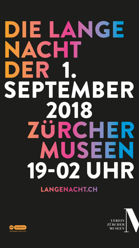 Plakat zur Langen Nacht 2018 © Verein Zürcher Museen Plakat zur Langen Nacht 2018 © Verein Zürcher Museen