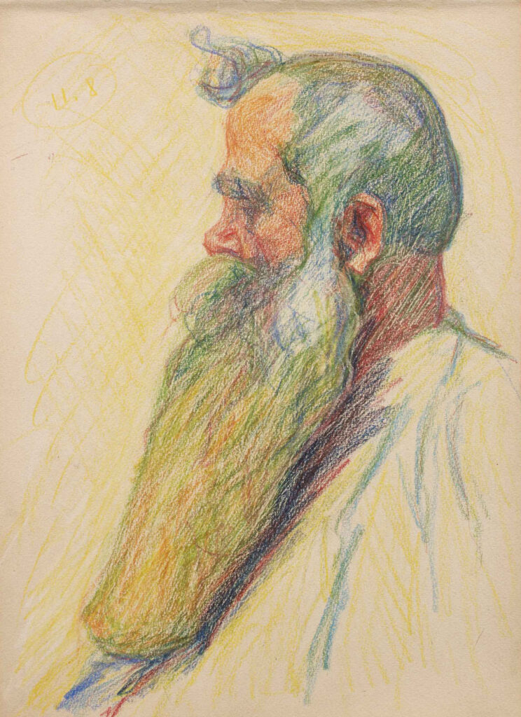 Sigismund Righini: Selbstbildnis auf gelb, Profil (57 Jahre), 1927, Farbstift auf Papier, Inv.Nr. SR 379.3. Foto: Reto Pedrini © Stiftung Righini-Fries Zürich Sigismund Righini: Selbstbildnis auf gelb, Profil (57 Jahre), 1927, Farbstift auf Papier, Inv.Nr. SR 379.3. Foto: Reto Pedrini © Stiftung Righini-Fries Zürich