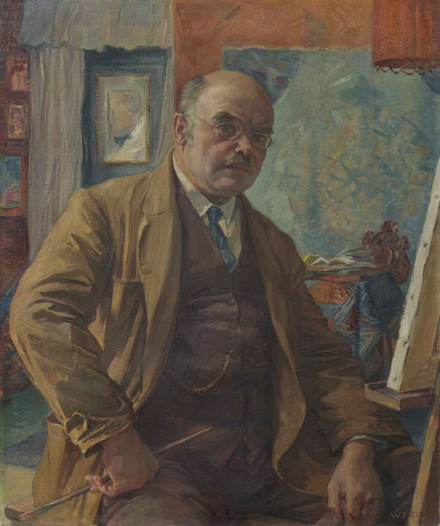 Willy Fries: Selbstbildnis im Atelier, um 1930, Öl auf Leinwand, Inv.Nr. WF 27. Foto: Reto Pedrini © Stiftung Righini-Fries Zürich Willy Fries: Selbstbildnis im Atelier, um 1930, Öl auf Leinwand, Inv.Nr. WF 27. Foto: Reto Pedrini © Stiftung Righini-Fries Zürich