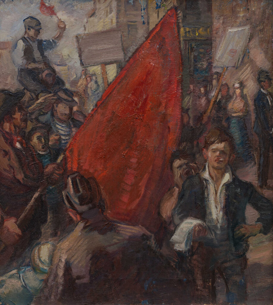 Willy Fries: Ohne Titel [Demonstration], um 1918, Öl auf Leinwand, Inv.Nr. WF 64. Foto: Reto Pedrini © Stiftung Righini-Fries Zürich