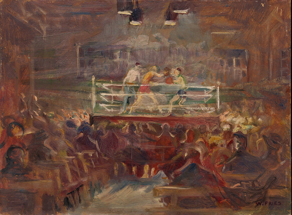 Willy Fries: Boxkampf, 1938, Öl auf Karton, Inv.Nr. WF 83. Foto: Reto Pedrini © Stiftung Righini-Fries Zürich Willy Fries: Boxkampf, 1938, Öl auf Karton, Inv.Nr. WF 83. Foto: Reto Pedrini © Stiftung Righini-Fries Zürich