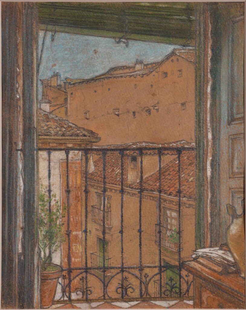 Willy Fries: Der Balkon in Madrid, Pastell auf Karton, 1906, Inv.Nr. WF 123. Foto: Reto Pedrini © Stiftung Righini-Fries Zürich Willy Fries: Der Balkon in Madrid, Pastell auf Karton, 1906, Inv.Nr. WF 123. Foto: Reto Pedrini © Stiftung Righini-Fries Zürich