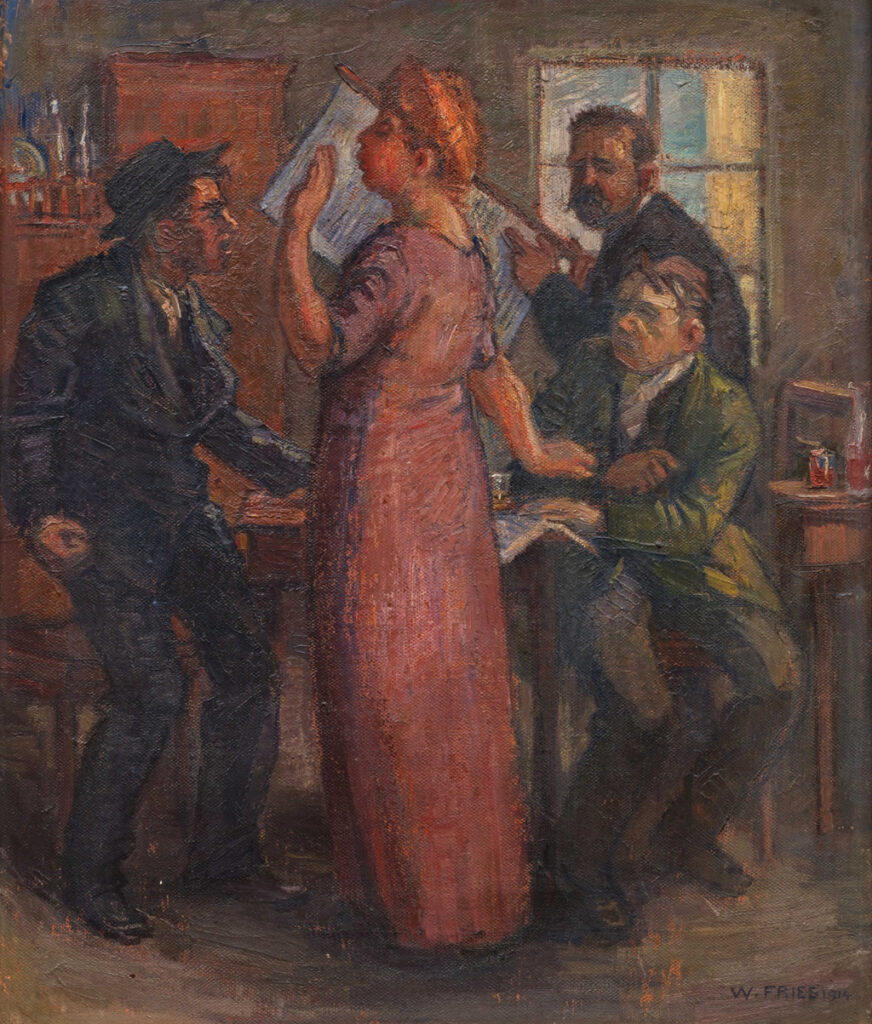 Willy Fries: Politik I, 1914, Öl auf Leinwand, Inv.Nr. WF 134.1. Foto: Reto Pedrini © Stiftung Righini-Fries, Zürich Willy Fries: Politik I, 1914, Öl auf Leinwand, Inv.Nr. WF 134.1. Foto: Reto Pedrini © Stiftung Righini-Fries, Zürich