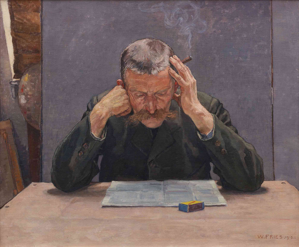 Willy Fries: Zeitungsleser, 1915, Öl auf Leinwand, Inv.Nr. WF 140. Foto: Reto Pedrini © Stiftung Righini-Fries Zürich Willy Fries: Zeitungsleser, 1915, Öl auf Leinwand, Inv.Nr. WF 140. Foto: Reto Pedrini © Stiftung Righini-Fries Zürich