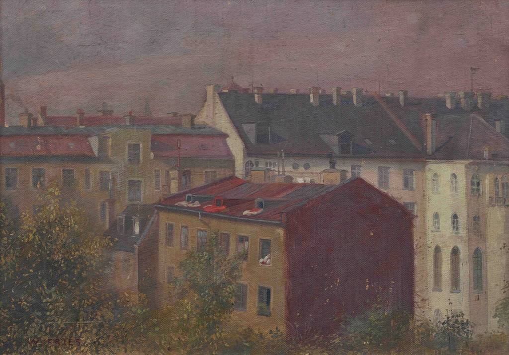 Willy Fries: Ohne Titel [Hinterhäuser von München], 1907, Öl auf Karton, Inv.Nr. WF 182. Foto: Reto Pedrini © Stiftung Righini-Fries Zürich