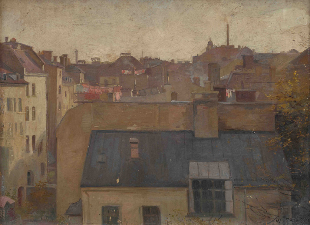 Willy Fries: Ohne Titel [Dächer von München], 1907, Öl auf Karton, Inv.Nr. WF 183. Foto: Reto Pedrini © Stiftung Righini-Fries Zürich