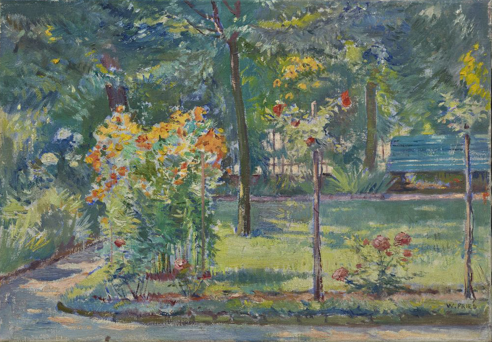 Willy Fries: Ohne Titel [Blühender Garten], um 1932, Öl auf Leinwand, Inv.Nr. WF 300. Foto: Reto Pedrini © Stiftung Righini-Fries Zürich