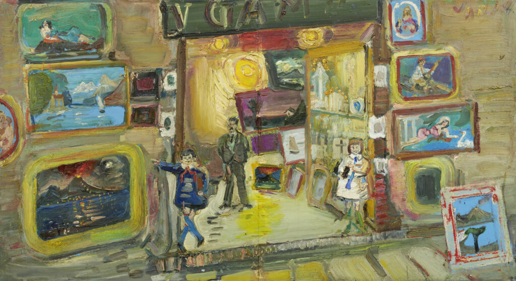 Varlin: Kitsch- und Souvenirladen in Neapel, 1961, Öl auf Kunstharzplatte, Kat. 1048. © P. Guggenheim, Bondo