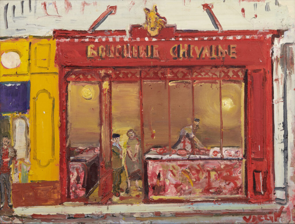 Varlin: Boucherie chevaline in Paris, 1949-1951, Öl und Goldpartikel auf Papier, Kat. 588. © P. Guggenheim, Bondo