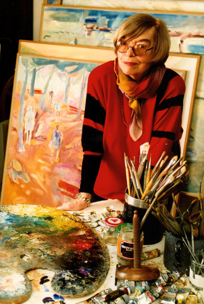 Hanny Fries im Atelier, 1998. Foto von Martin Rütschi © Keystone SDA