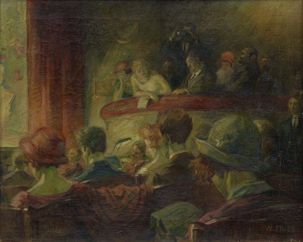 Willy Fries: Kleines Theater in Mailand, 1926, Öl auf Leinwand, Inv.Nr. WF 65.1. Foto Reto Pedrini © Stiftung Righini-Fries Zürich Willy Fries: Kleines Theater in Mailand, 1926, Öl auf Leinwand, Inv.Nr. WF 65.1. Foto Reto Pedrini © Stiftung Righini-Fries Zürich