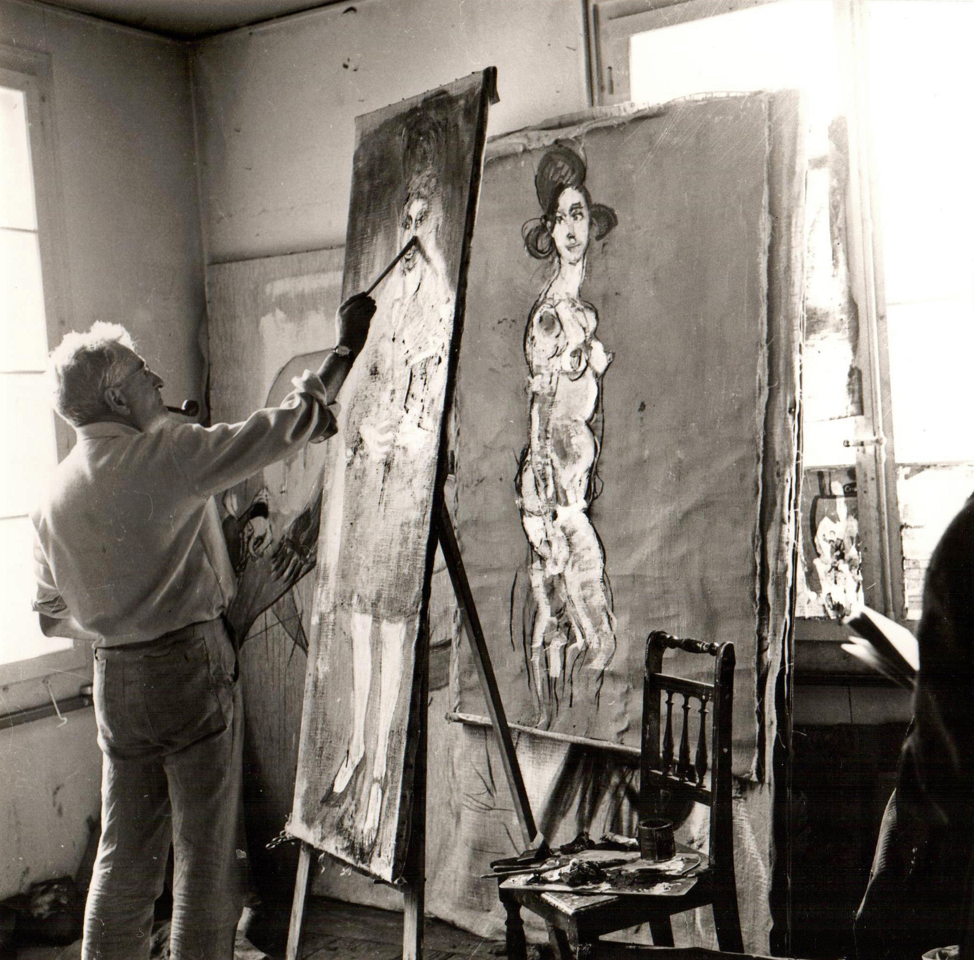 Varlin in seinem Atelier am Neumarkt, um 1960. Foto von Johannes Bruell. © P. Guggenheim, Bondo