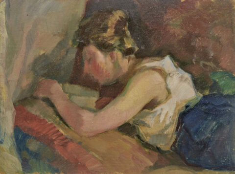Willy Fries: Junge Frau im Bett lesend, 1921, Öl auf Karton, Inv.Nr. WF 227. Foto: Reto Pedrini. © Stiftung Righini-Fries Zürich