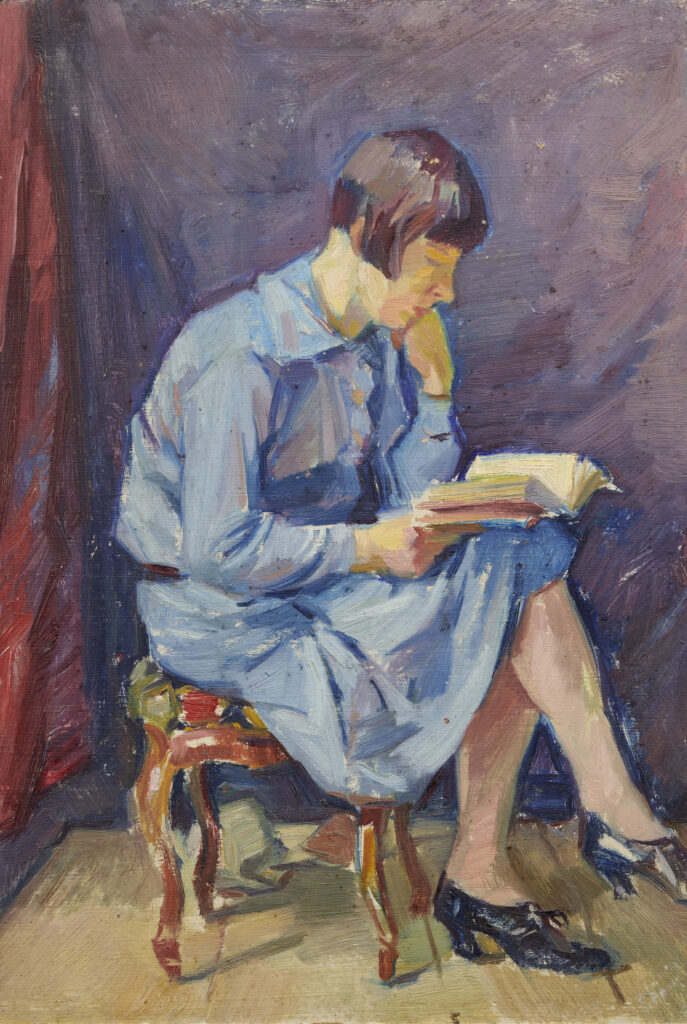 Willy Fries: Die Lesende, um 1930, Öl auf Karton, Inv.Nr. WF 263. © Stiftung Righini-Fries Zürich
