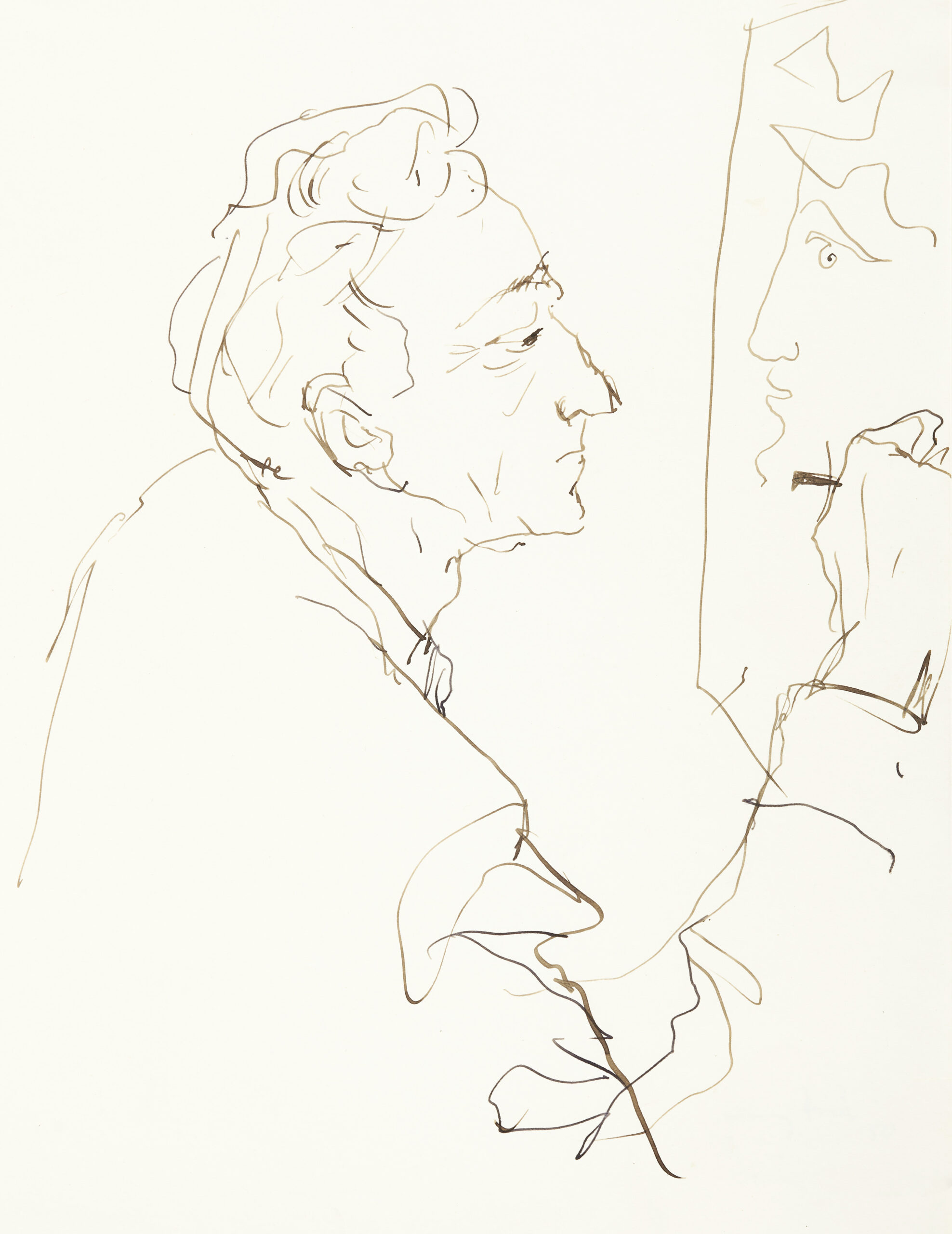 Hanny Fries: Jean Cocteau, 1950, Tusche auf Papier, Inv.Nr. HF 884.1. Foto: Reto Pedrini © Stiftung Righini-Fries Zürich