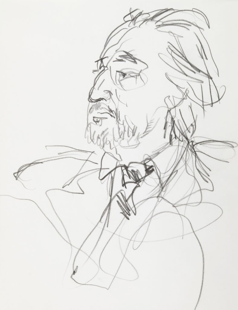 Hanny Fries: Romain Gary, um 1975, Bleistift auf Papier, Inv.Nr. HF 904.2. Foto: Reto Pedrini © Stiftung Righini-Fries Zürich