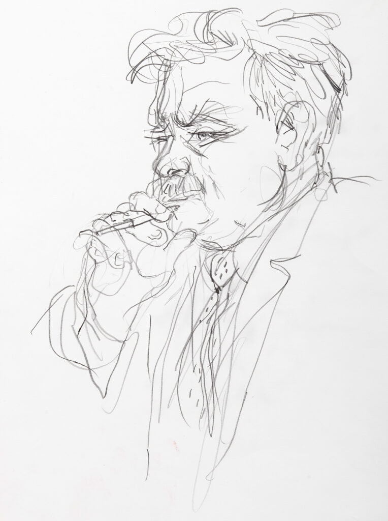 Hanny Fries: Elias Canetti, um 1970, Bleistift auf Papier, Inv.Nr. HF 1053.2. Foto: Reto Pedrini © Stiftung Righini-Fries Zürich Hanny Fries: Elias Canetti, um 1970, Bleistift auf Papier, Inv.Nr. HF 1053.2. Foto: Reto Pedrini © Stiftung Righini-Fries Zürich