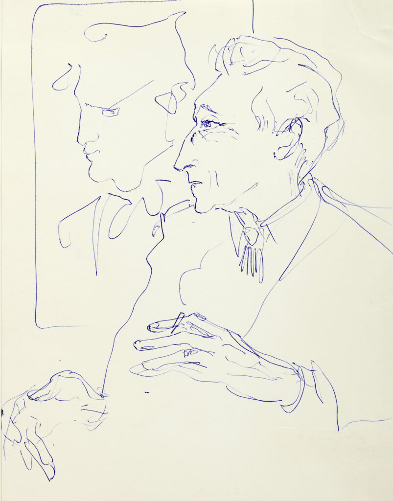 Hanny Fries: Jean Cocteau, 1950, Kugelschreiber auf Papier, Inv.Nr. HF 884.2. Foto: Reto Pedrini © Stiftung Righini-Fries Zürich.