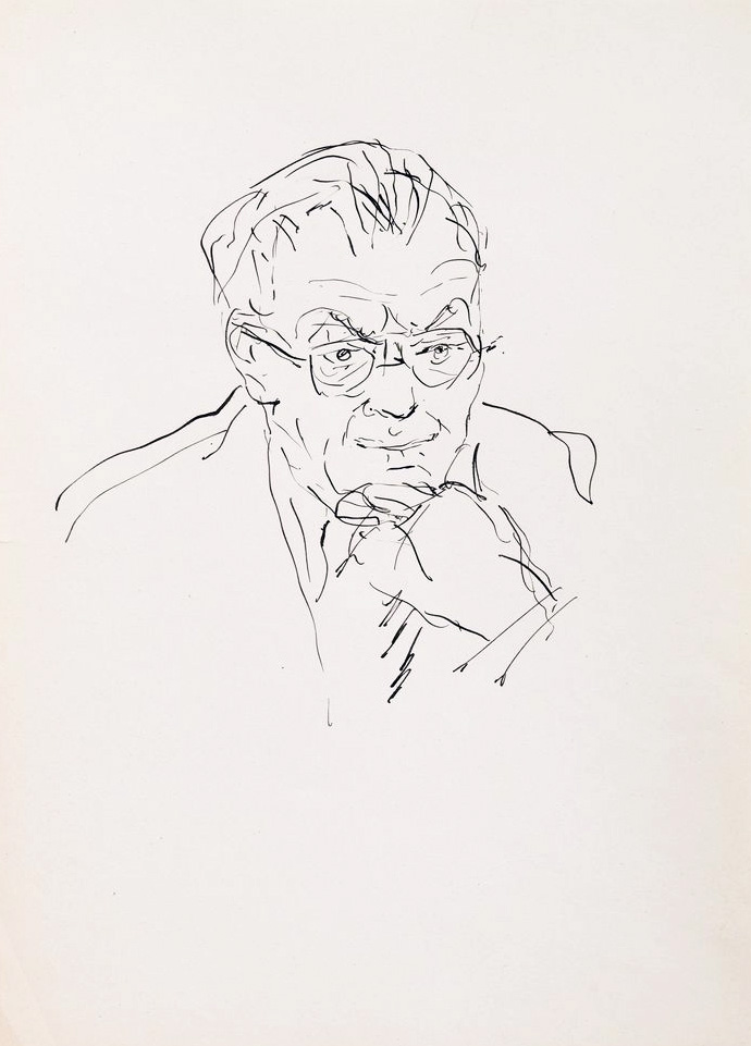 Hanny Fries: Tristan Tzara, 1952, Tusche auf Papier, Inv.Nr. HF 984.1. Foto: Reto Pedrini © Stiftung Righini-Fries Zürich