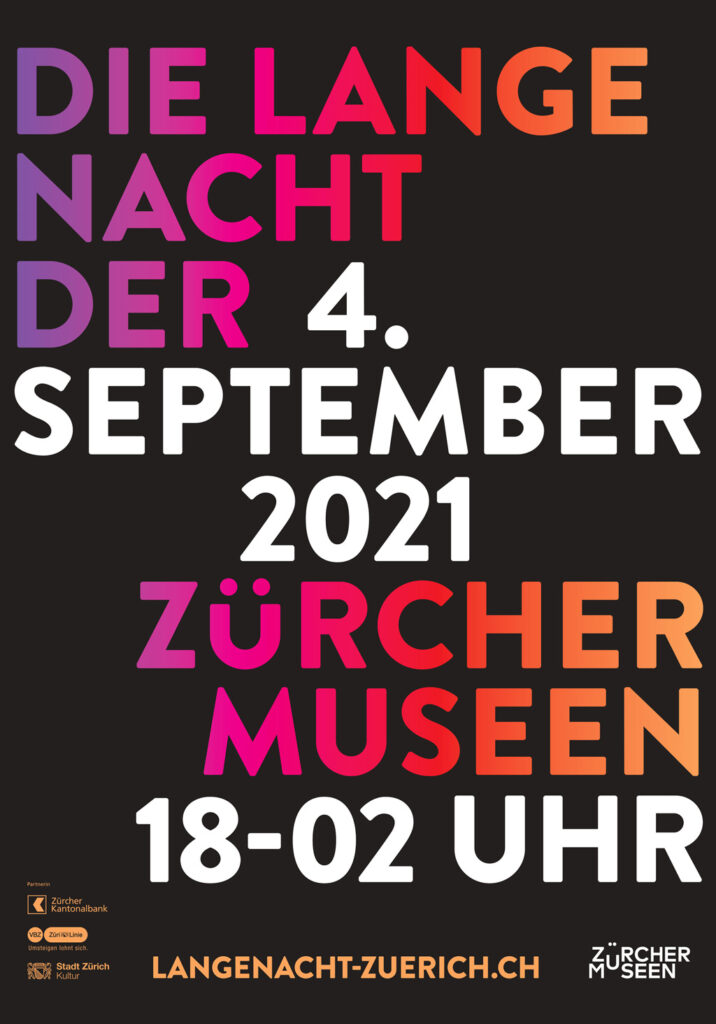 Plakat zur Langen Nacht 2021 © Verein Zürcher Museen