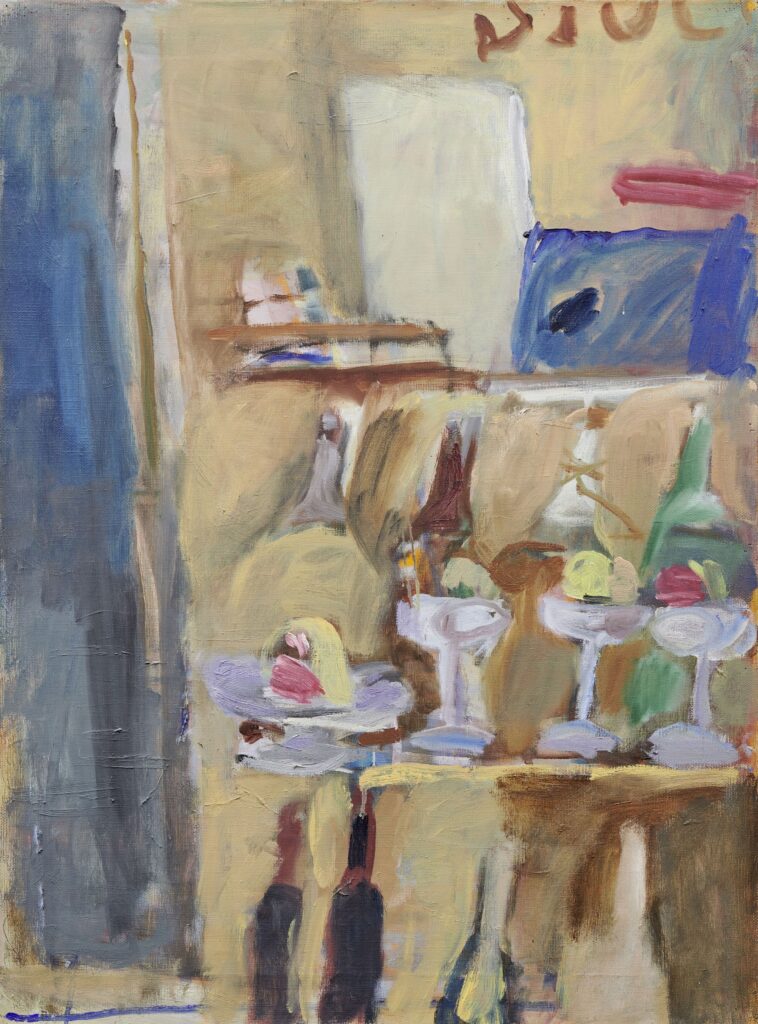 Hanny Fries: Ohne Titel [Pâtisserieauslage mit Eisbechern], ohne Datum, Öl auf Leinwand. Privatbesitz. Foto: Reto Pedrini © Stiftung Righini-Fries Zürich