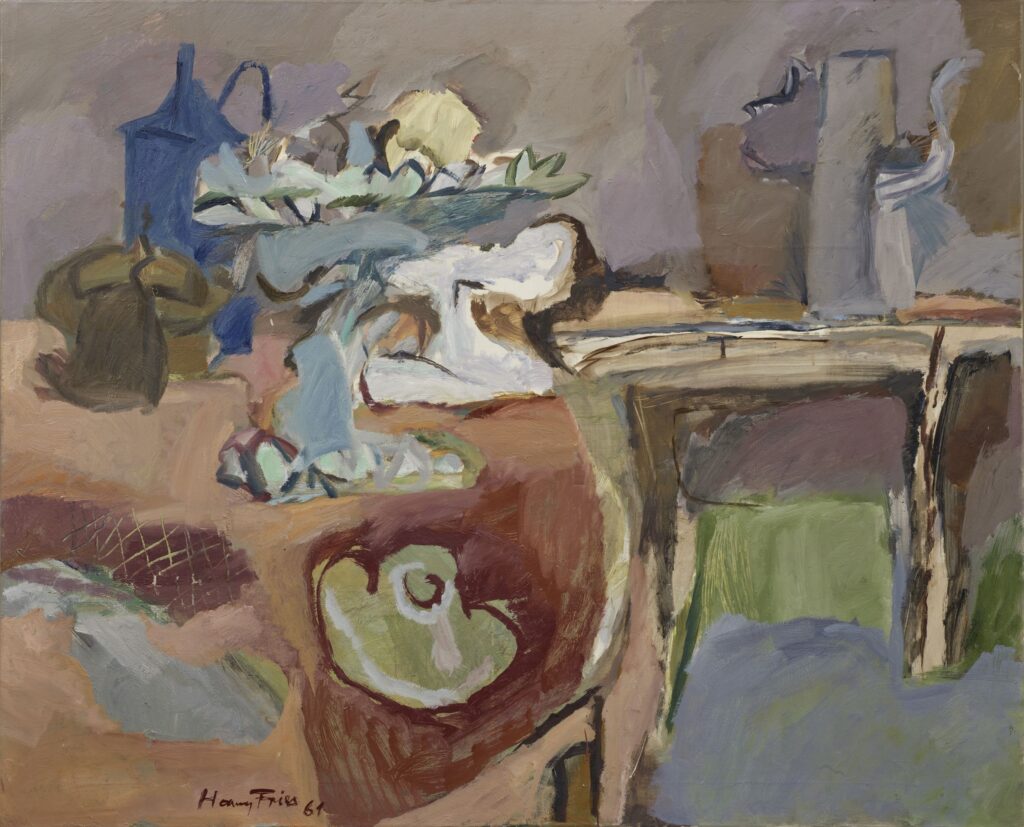 Hanny Fries: Stillleben mit Fruchtschale, 1961, Öl auf Leinwand, Inv.Nr. HF 55. Foto: Reto Pedrini © Stiftung Righini-Fries Zürich Hanny Fries: Stillleben mit Fruchtschale, 1961, Öl auf Leinwand, Inv.Nr. HF 55. Foto: Reto Pedrini © Stiftung Righini-Fries Zürich