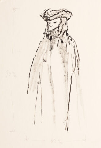 Hanny Fries: [Ohne Titel] Venezianische Maske, um 1954, Tusche auf Papier, Inv.Nr. 626. Foto: Reto Pedrini © Stiftung Righini-Fries Zürich