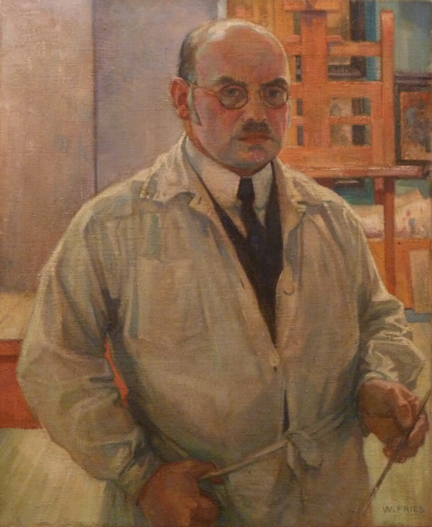 Willy Fries (Zürich, 1881-1965): Selbstbildnis mit Pinsel, um 1930, Öl auf Leinwand, Inv.Nr. WF 24. © Stiftung Righini-Fries Zürich Willy Fries (Zürich, 1881-1965): Selbstbildnis mit Pinsel, um 1930, Öl auf Leinwand, Inv.Nr. WF 24. © Stiftung Righini-Fries Zürich