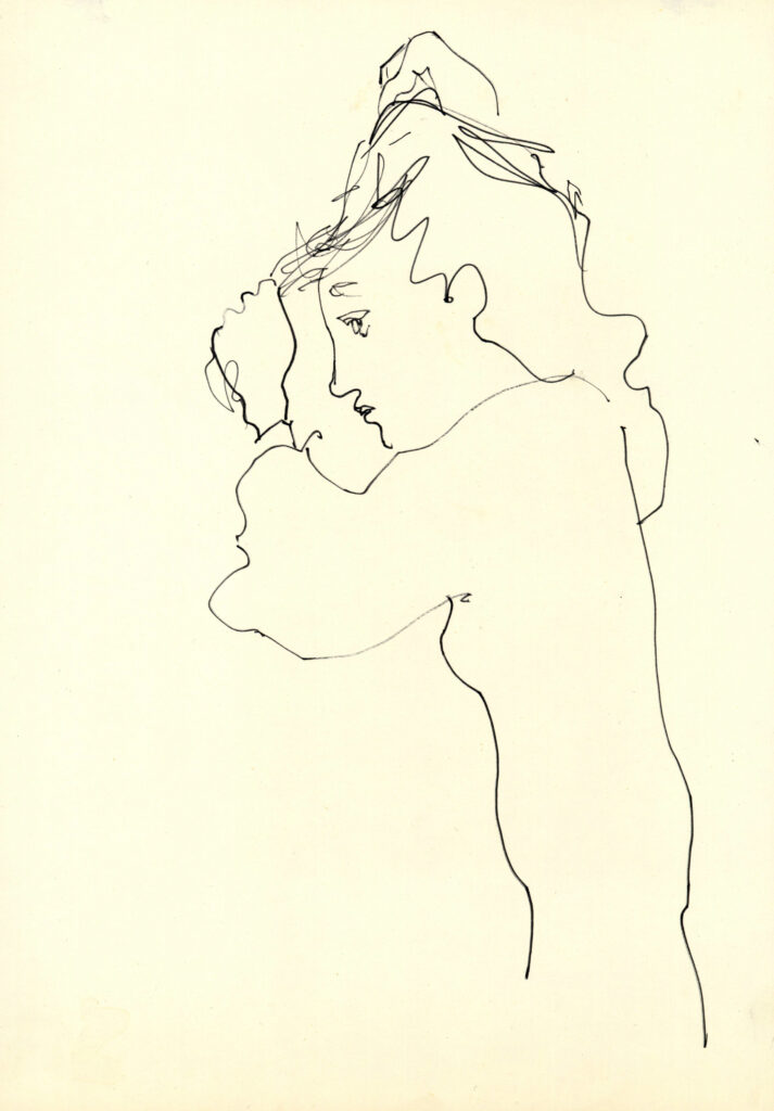 Gotthard Schuh: Kämmende, um 1963, Faserstift auf Papier, 35 x 25 cm. Foto: Reto Pedrini © Privatsammlung Gotthard Schuh: Kämmende, um 1963, Faserstift auf Papier, 35 x 25 cm. Foto: Reto Pedrini © Privatsammlung