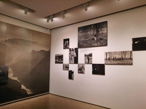 Ausstellungsansicht «The Family of Man» im Schloss Clervaux mit dem Foto «Römisches Liebespaar» von Gotthard Schuh, 2023 © Stiftung Righini Fries