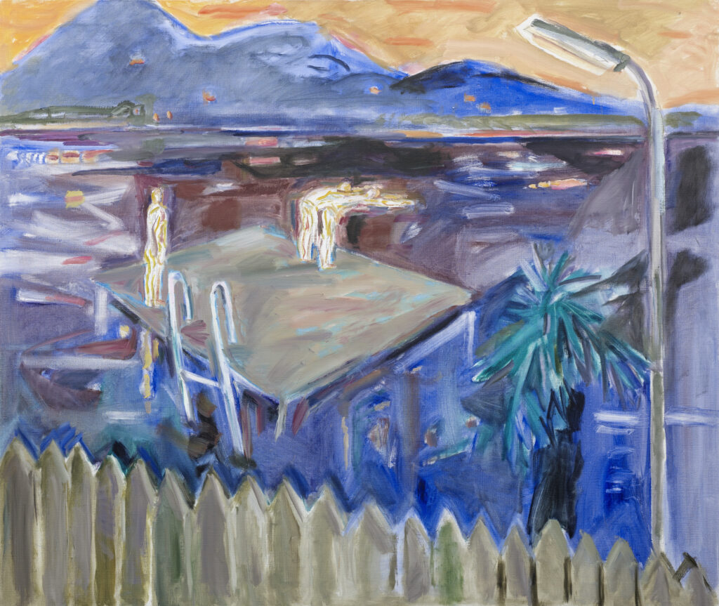 Hanny Fries: Die Nachtschwimmer, um 1995, Öl auf Leinwand, Inv.Nr. HF 67. Foto: Reto Pedrini © Stiftung Righini-Fries Zürich Hanny Fries: Die Nachtschwimmer, um 1995, Öl auf Leinwand, Inv.Nr. HF 67. Foto: Reto Pedrini © Stiftung Righini-Fries Zürich