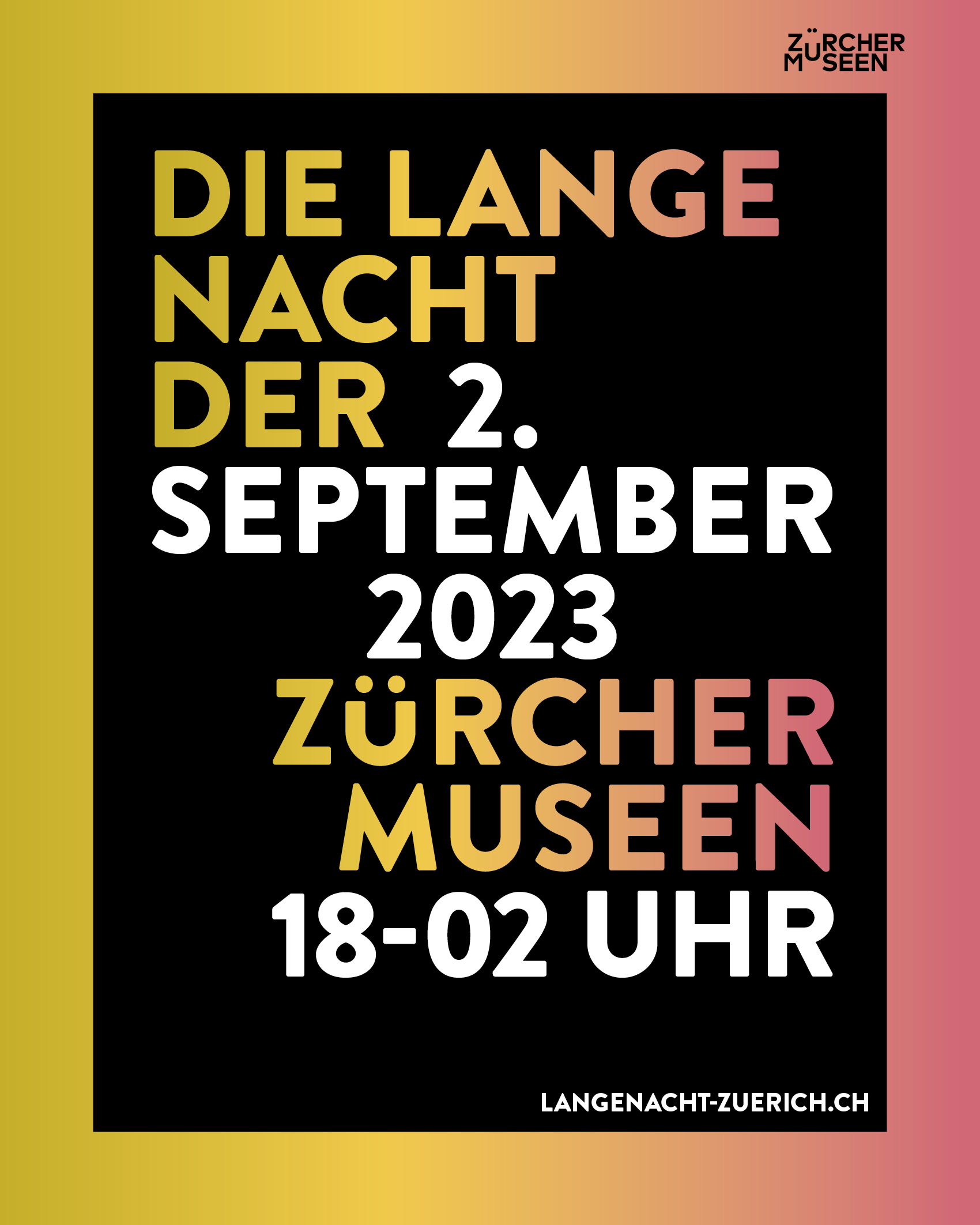 Plakat zur Langen Nacht 2023 © Verein Zürcher Museen
