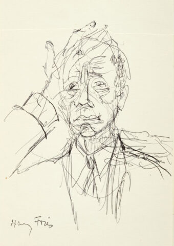 Hanny Fries: James Baldwin I, um 1965, Kugelschreiber auf Papier, Inv.Nr. HF 888.1. Foto: Reto Pedrini © Stiftung Righini-Fries Zürich