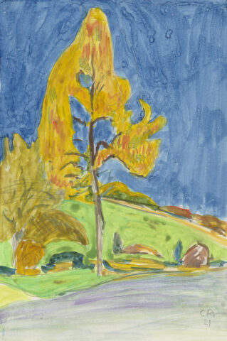 Cuno Amiet: Gelber Herbstbaum, 1921, Aquarell über Bleistift auf Papier. Foto: SIK-ISEA, Zürich (Martin Stollenwerk) © D. Thalmann, Aarau, Switzerland