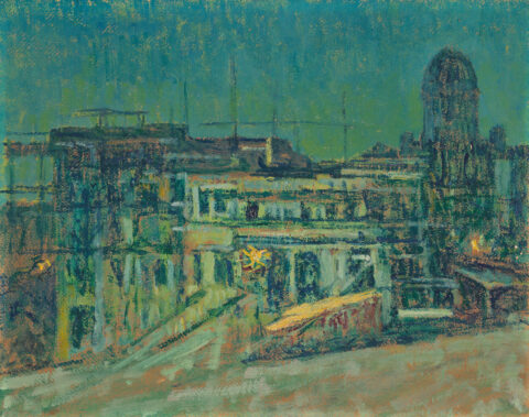 Sigismund Righini: Bau bei Nacht, 1910, Öl auf Karton. Foto: SIK-ISEA, Zürich (Martin Stollenwerk) © Stiftung Righini-Fries Zürich