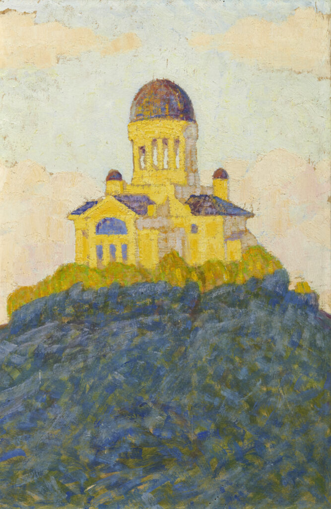Sigismund Righini: Die Kirche [Kreuzkirche], 1908, Öl auf Karton, 40 x 26.5 cm, Inv. Nr. SR 302. Foto: Reto Pedrini © Stiftung Righini-Fries Zürich
