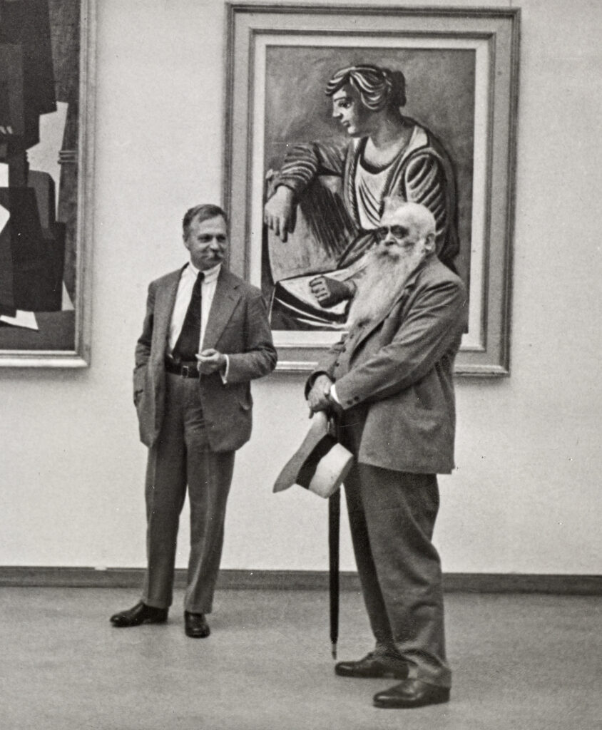 Sigismund Righini und Wilhelm Wartmann in der Picasso-Ausstellung im Kunsthaus Zürich (Ausschnitt), 1932. Aufnahme von unbekannt, 1932. © Stiftung Righini-Fries Zürich, Fotoarchiv. Gemälde von Picasso: © Succession Picasso / 2022, ProLitteris, Zürich Sigismund Righini und Wilhelm Wartmann in der Picasso-Ausstellung im Kunsthaus Zürich (Ausschnitt), 1932. Aufnahme von unbekannt, 1932. © Stiftung Righini-Fries Zürich, Fotoarchiv. Gemälde von Picasso: © Succession Picasso / 2022, ProLitteris, Zürich