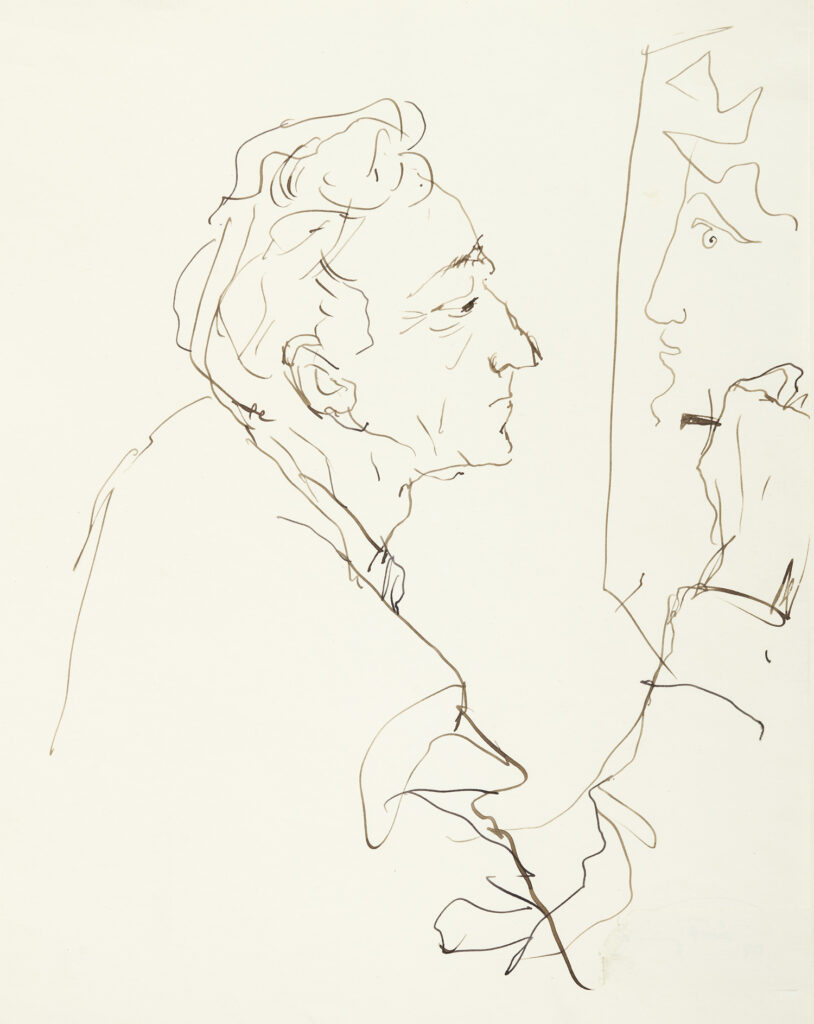 Hanny Fries: Jean Cocteau, 1950, Tusche auf Papier, Inv.Nr. HF 884.1. Foto: Reto Pedrini © Stiftung Righini-Fries Zürich