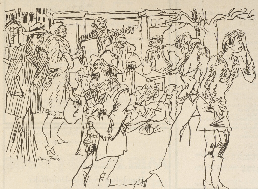 Hanny Fries: «Der gute Mensch von Sezuan» von Bertold Brecht. Schauspielhaus Zürich, 16.3.1976, Presseillustration. Foto: Reto Pedrini © Stiftung Righini-Fries Zürich Hanny Fries: «Der gute Mensch von Sezuan» von Bertold Brecht. Schauspielhaus Zürich, 16.3.1976, Presseillustration. Foto: Reto Pedrini © Stiftung Righini-Fries Zürich