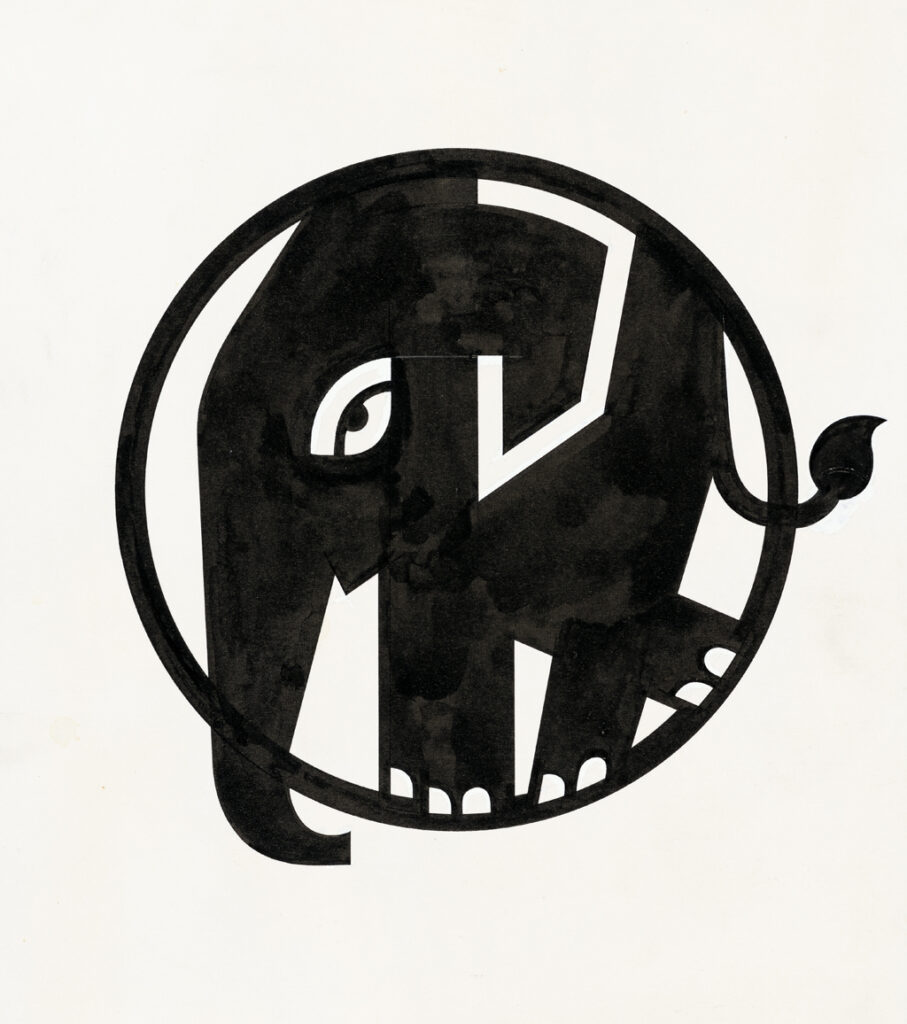 Jacques Plancherel: Elefant. Piktogramm Zoo Zürich, 1969. Foto: Museum für Gestaltung Zürich, Grafiksammlung, ZHdK