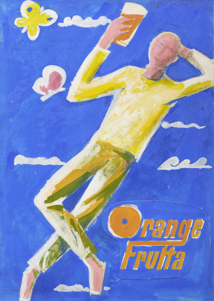 Beno Blumenstein: Orange Frutta (Studentenarbeit an der Kunstgewerbeschule Zürich), um 1943, Aquarell auf Papier, Inv. Nr. BB 9. Foto: Reto Pedrini © Stiftung Righini-Fries Zürich Beno Blumenstein: Orange Frutta (Studentenarbeit an der Kunstgewerbeschule Zürich), um 1943, Aquarell auf Papier, Inv. Nr. BB 9. Foto: Reto Pedrini © Stiftung Righini-Fries Zürich