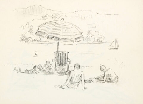 Willy Fries: Ohne Titel (Am Strand von Certenago), 1950, Bleistift auf Papier, Inv.Nr. WF SB 31.8. Foto: Reto Pedrini © Stiftung Righini-Fries Zürich