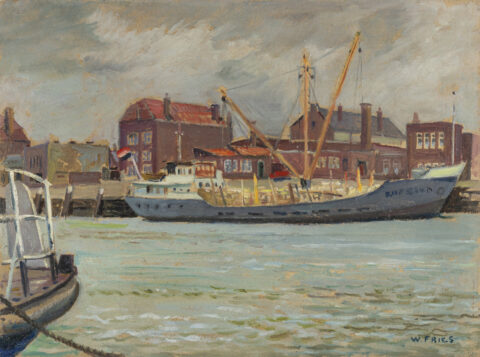 Willy Fries: Hafen von Scheveningen, um 1952, Öl auf Karton, Inv.Nr. WF 469. Foto: Art Conservation, Becker © Stiftung Righini-Fries Zürich